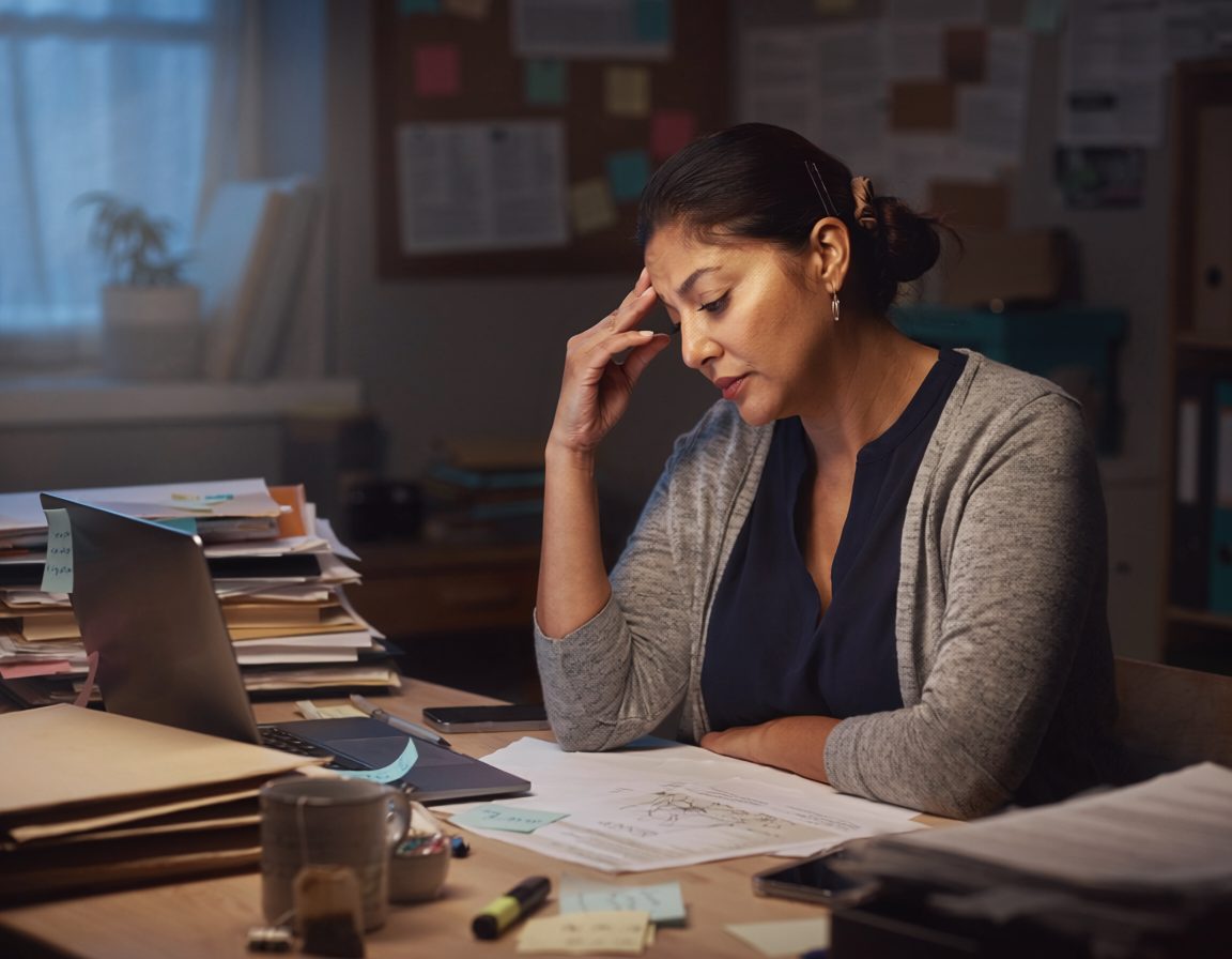 A nonprofit leader working late, carrying every role at once.